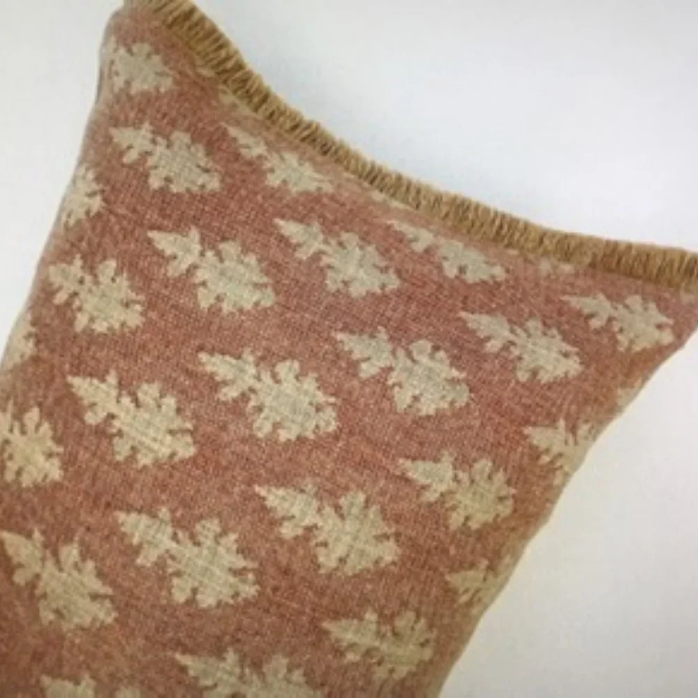 Large Lumbar Pillowcase 14x36 Red & Beige